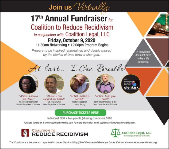 10/9/2020 – 17th Annual Fundraiser for the The Coalition to Reduce Recidivism